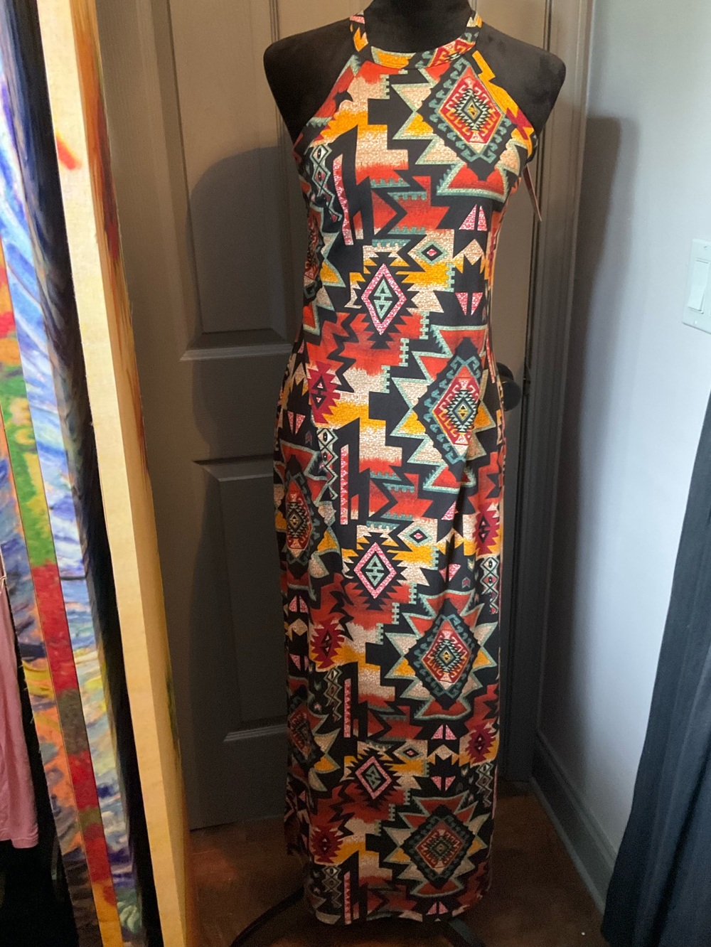 No boundaries M Aztec print maxi dress